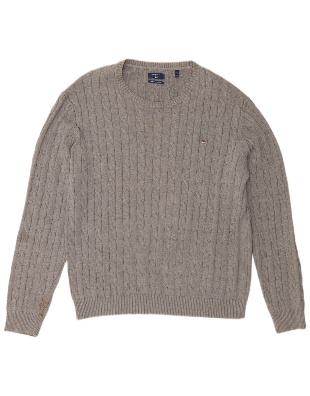 Męski sweter z okrągłym dekoltem GANT 3XL, szara bawełna