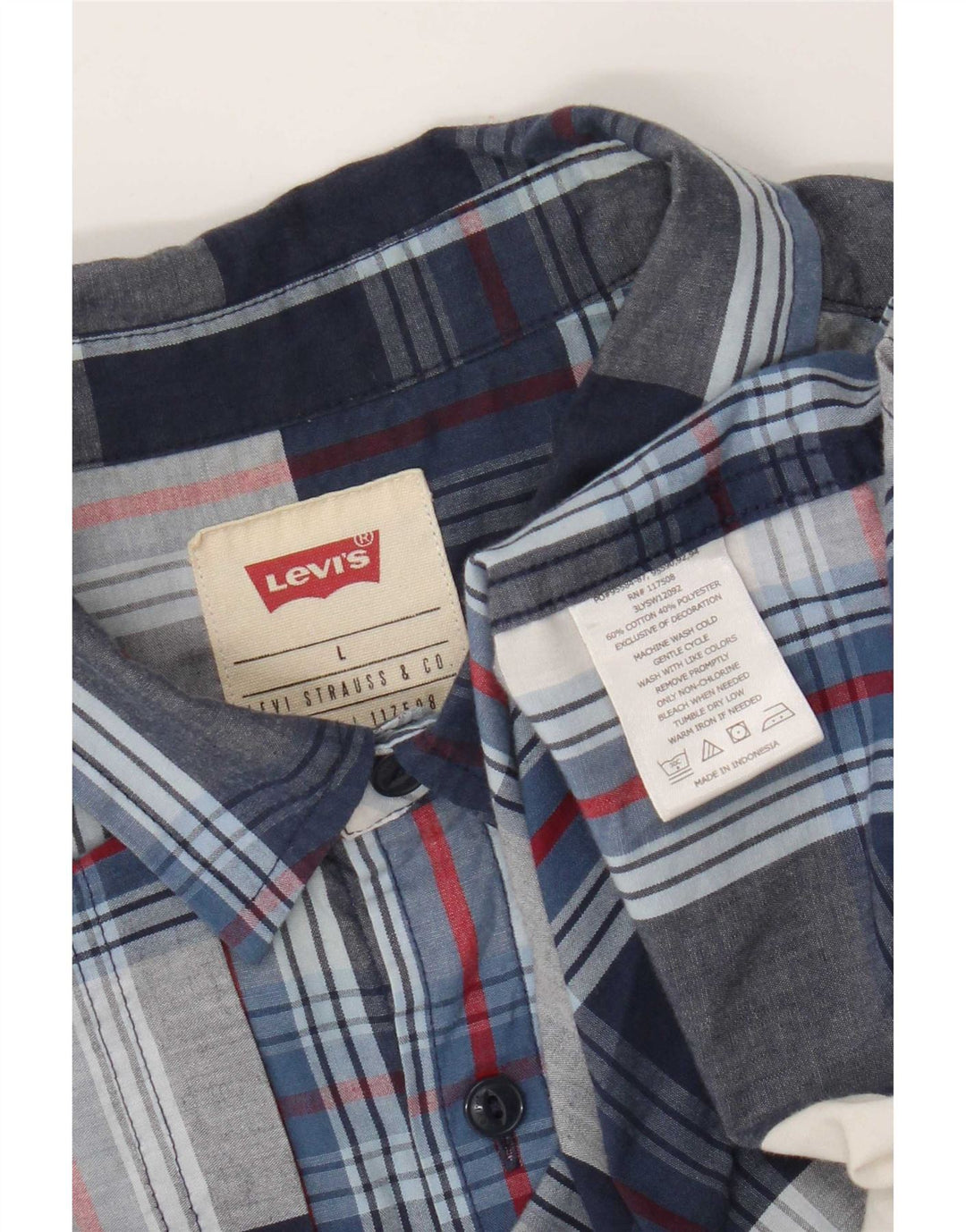 Koszula męska z krótkim rękawem Levi's, duża, bawełniana w granatową kratę