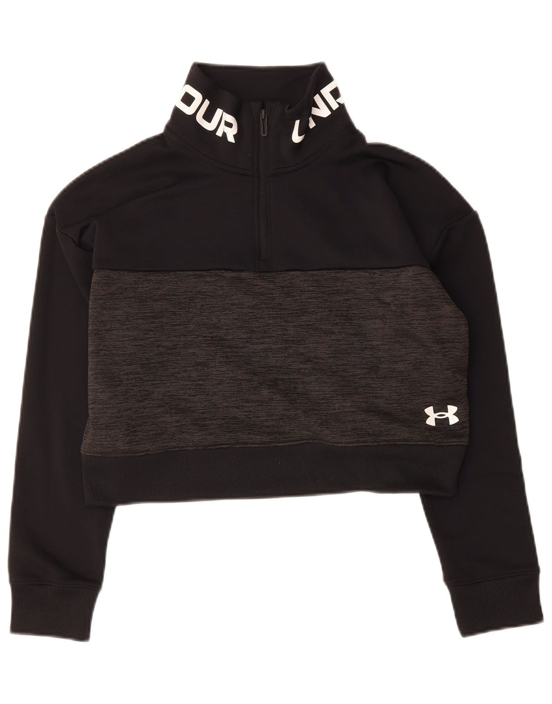 UNDER ARMOUR Womens Crop Graphic Sweatshirt Jumper UK 10 Small Black