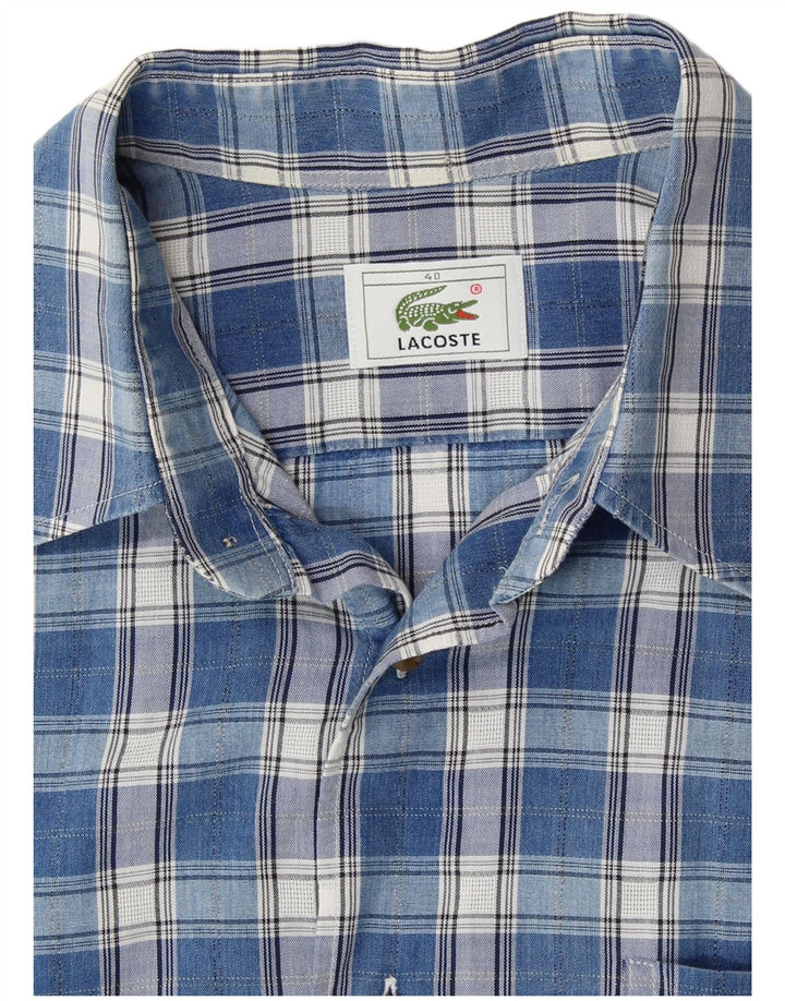 Koszula męska z krótkim rękawem LACOSTE, rozmiar 40, średnia niebieska kratka