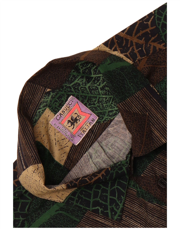 Męska koszula z krótkim rękawem Casucci, duży brązowy patchwork