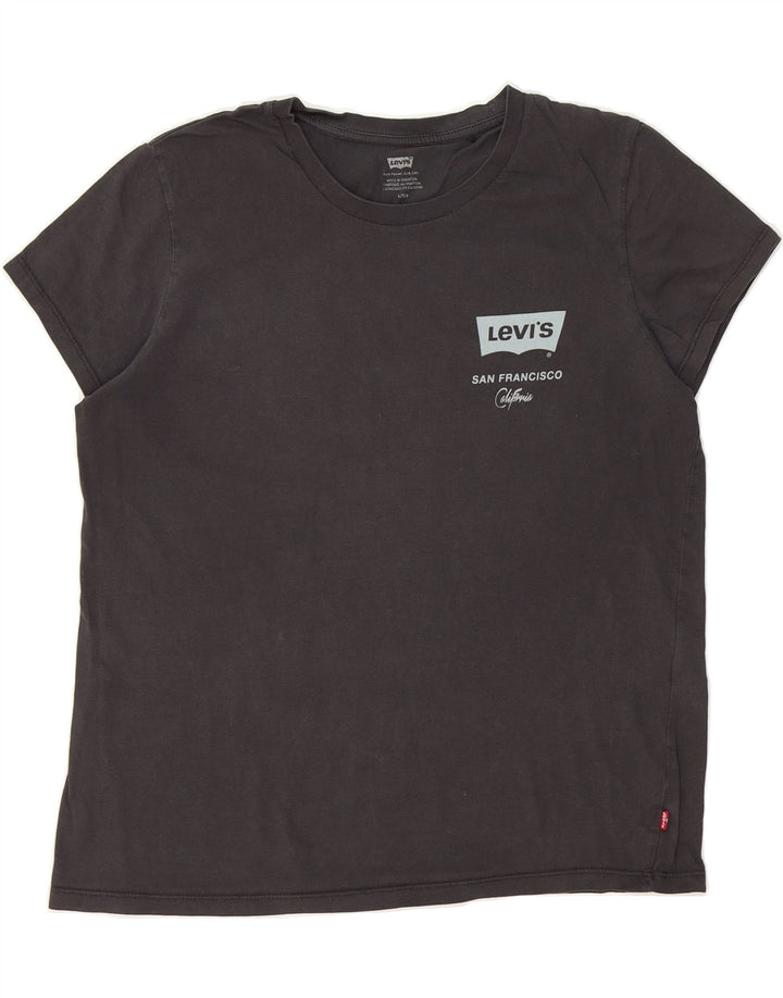 LEVI'S Womens T-Shirt Top UK 16 Large Black Cotton Vintage Levi's and Second-Hand Levi's from Messina Hembry 