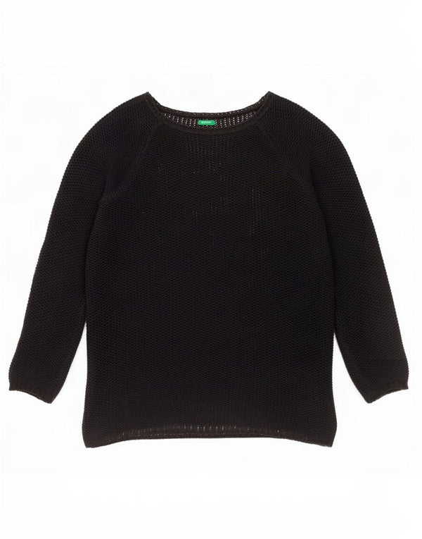 Damski sweter Benetton z dekoltem w łódkę UK 14, średni czarny