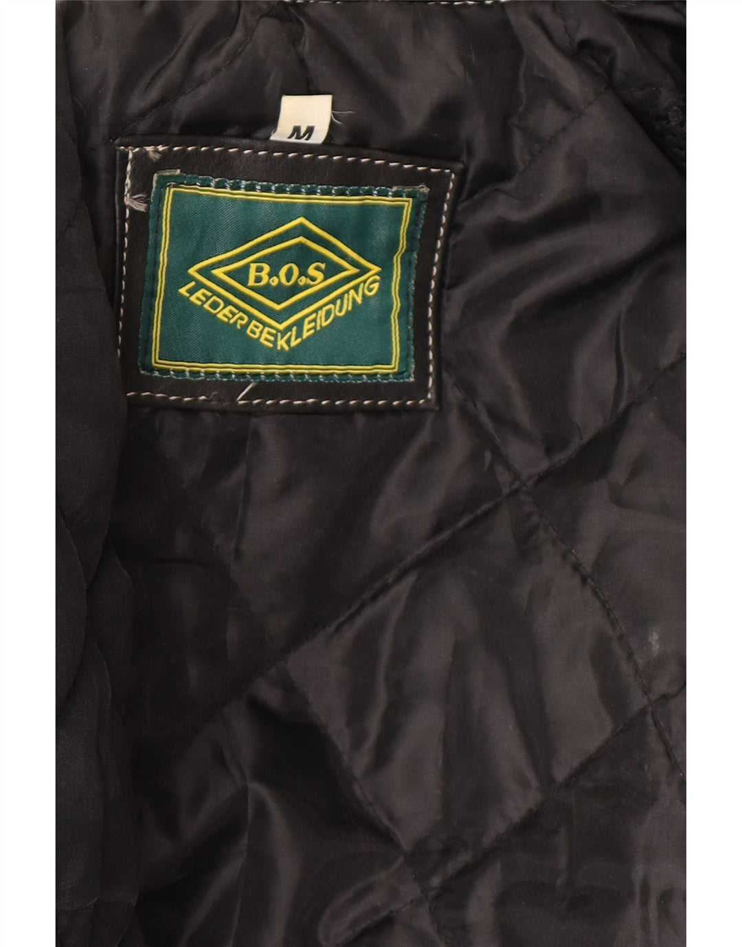 Vintage męska skórzana kurtka motocyklowa UK 38, średnia czarna skóra z blokami kolorów