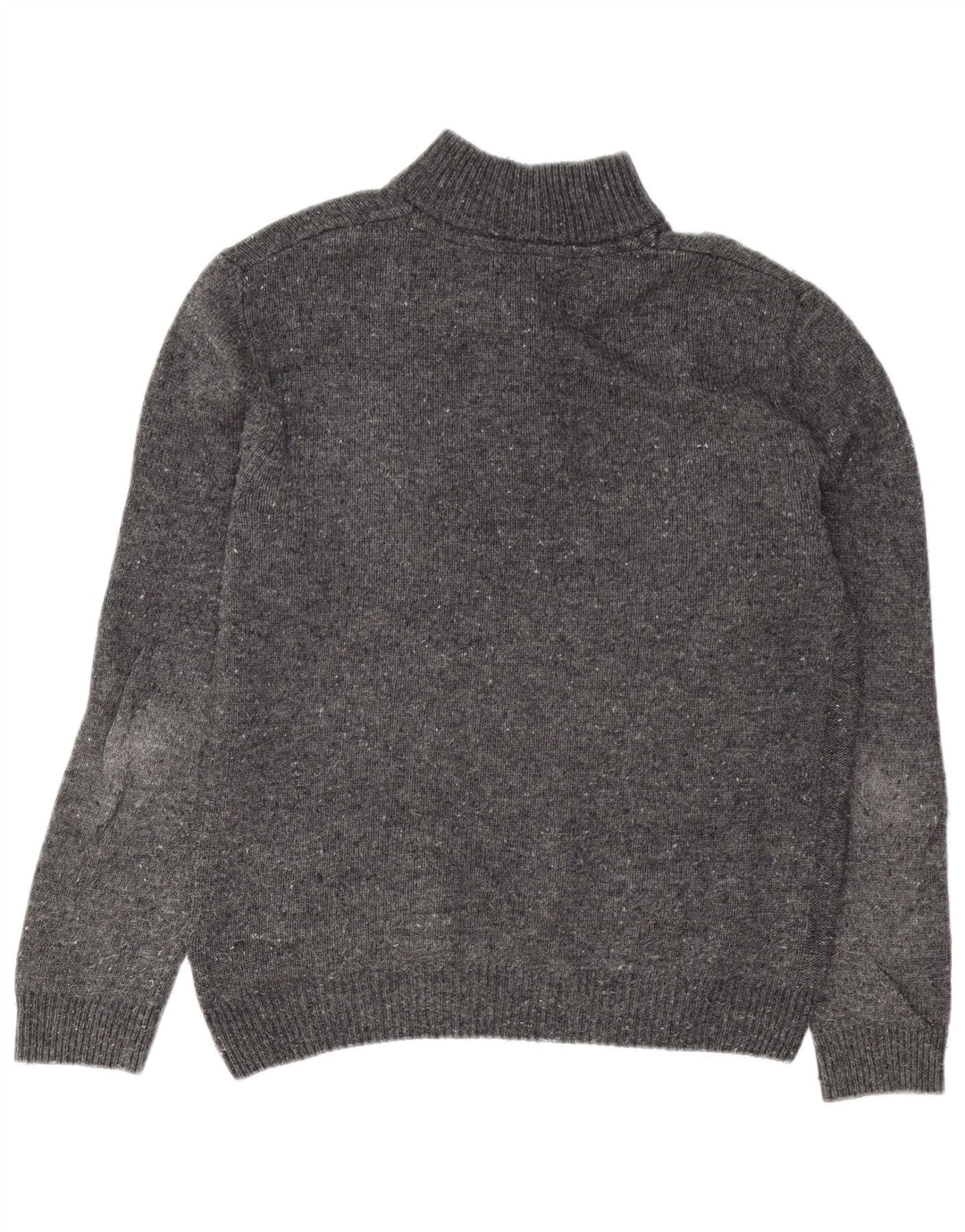 Crew Clothing Męski sweter zapinany na guziki, średnioszary, nakrapiany owcza wełna