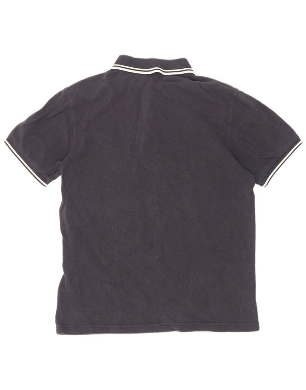 Fred Perry Mens Polo Shirt Medium Navy Blue Striped Cotton
