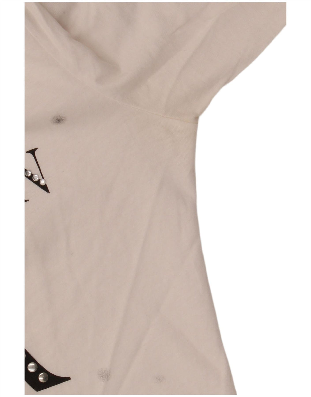 Damski top graficzny BENETTON z rękawem 3/4 UK 12, średni biały