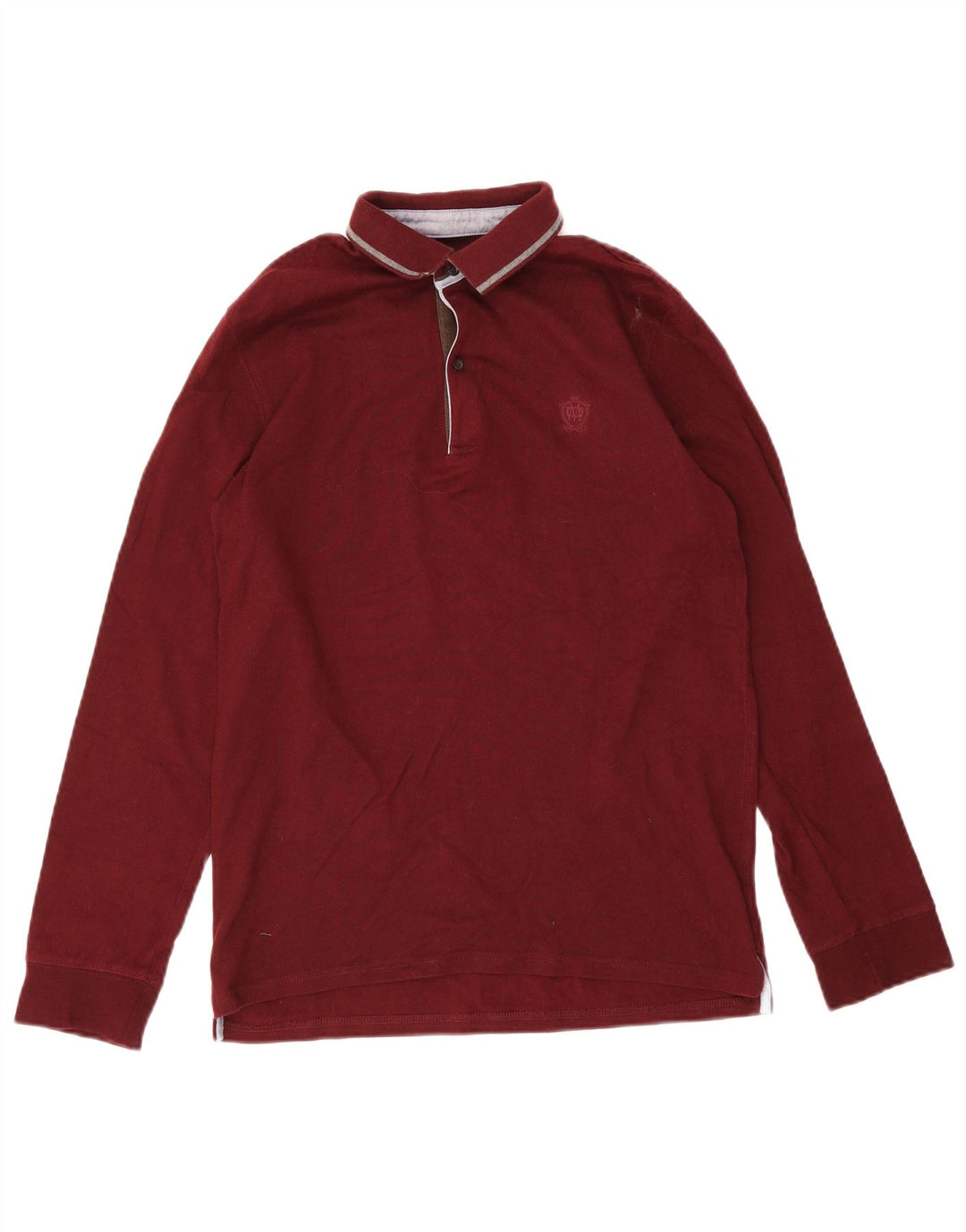 Męska koszulka polo Massimo Dutti z długim rękawem, mała, bordowa