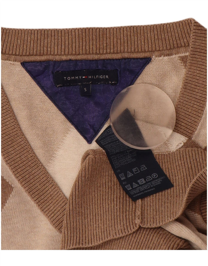 Damski sweter TOMMY HILFIGER z dekoltem w kształcie litery V, UK 10, mały brązowy