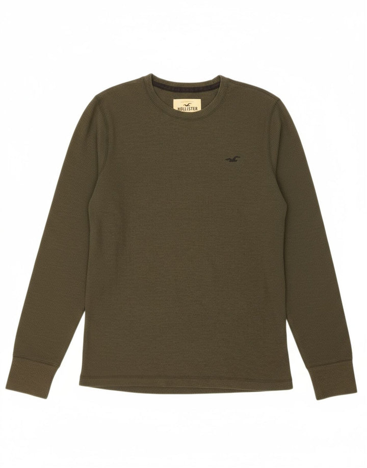 HOLLISTER Mens Top Long Sleeve Medium Green Cotton