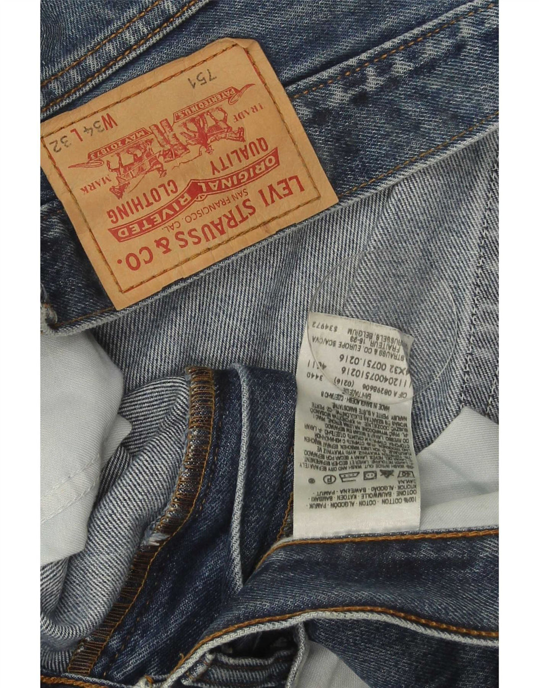 Męskie dżinsy Levi's 751 Straight W34 L32 Niebieskie bawełniane