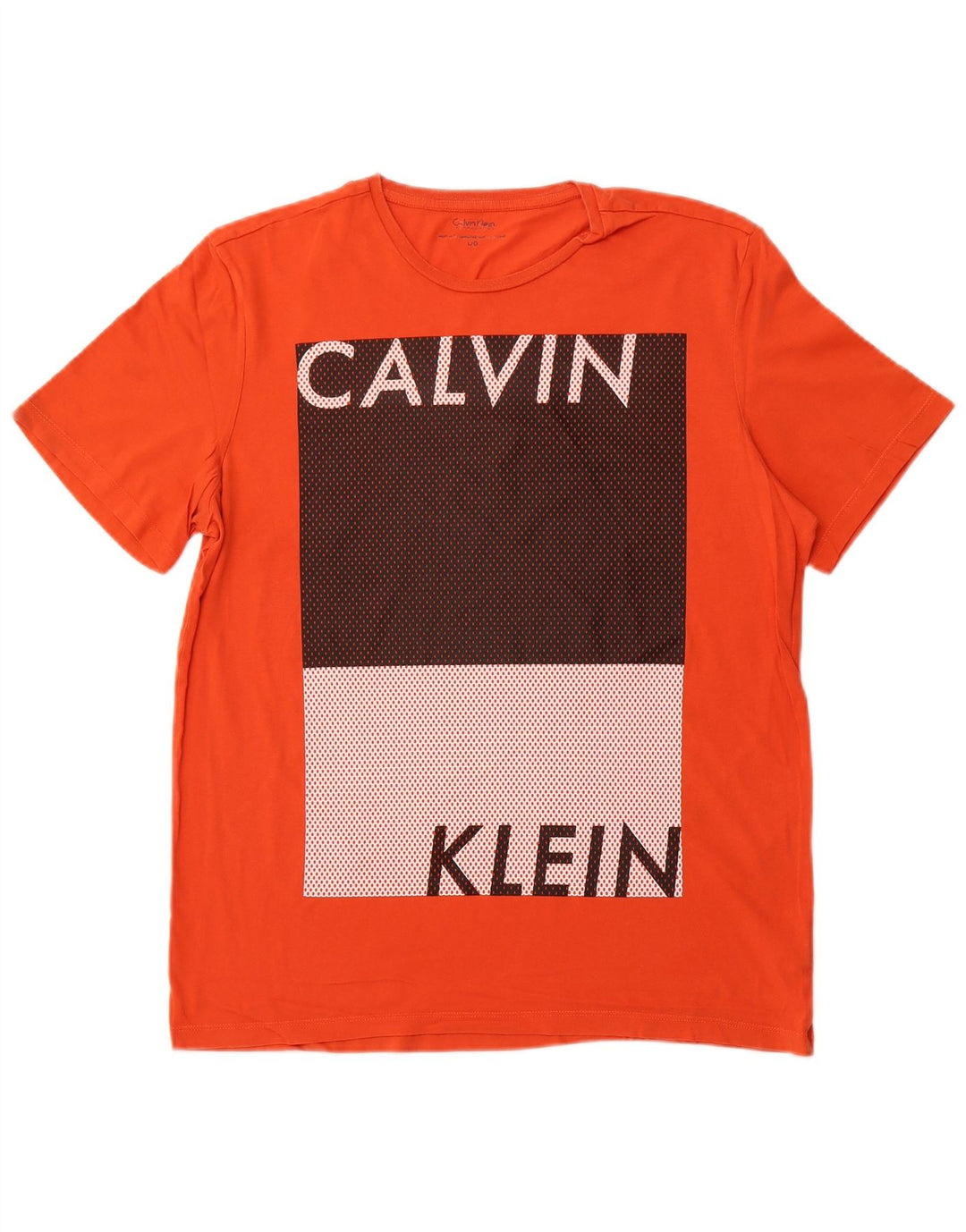 Męski T-shirt z grafiką CALVIN KLEIN, duży, pomarańczowy