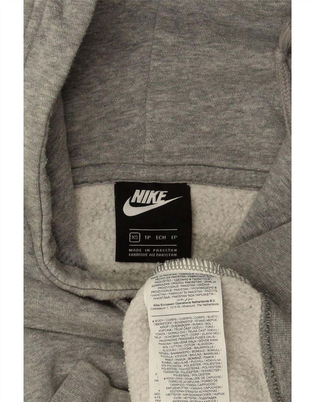 Damski sweter oversize z kapturem NIKE UK 6 XS, szary, bawełniany