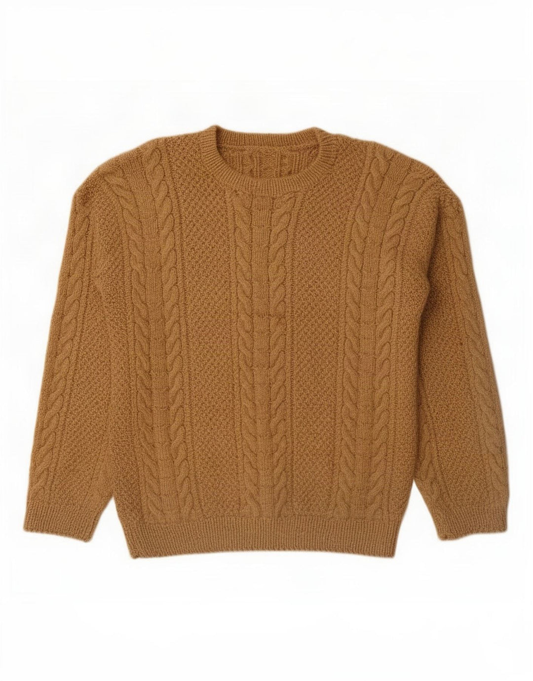 Vintage męski sweter z okrągłym dekoltem, duży brązowy