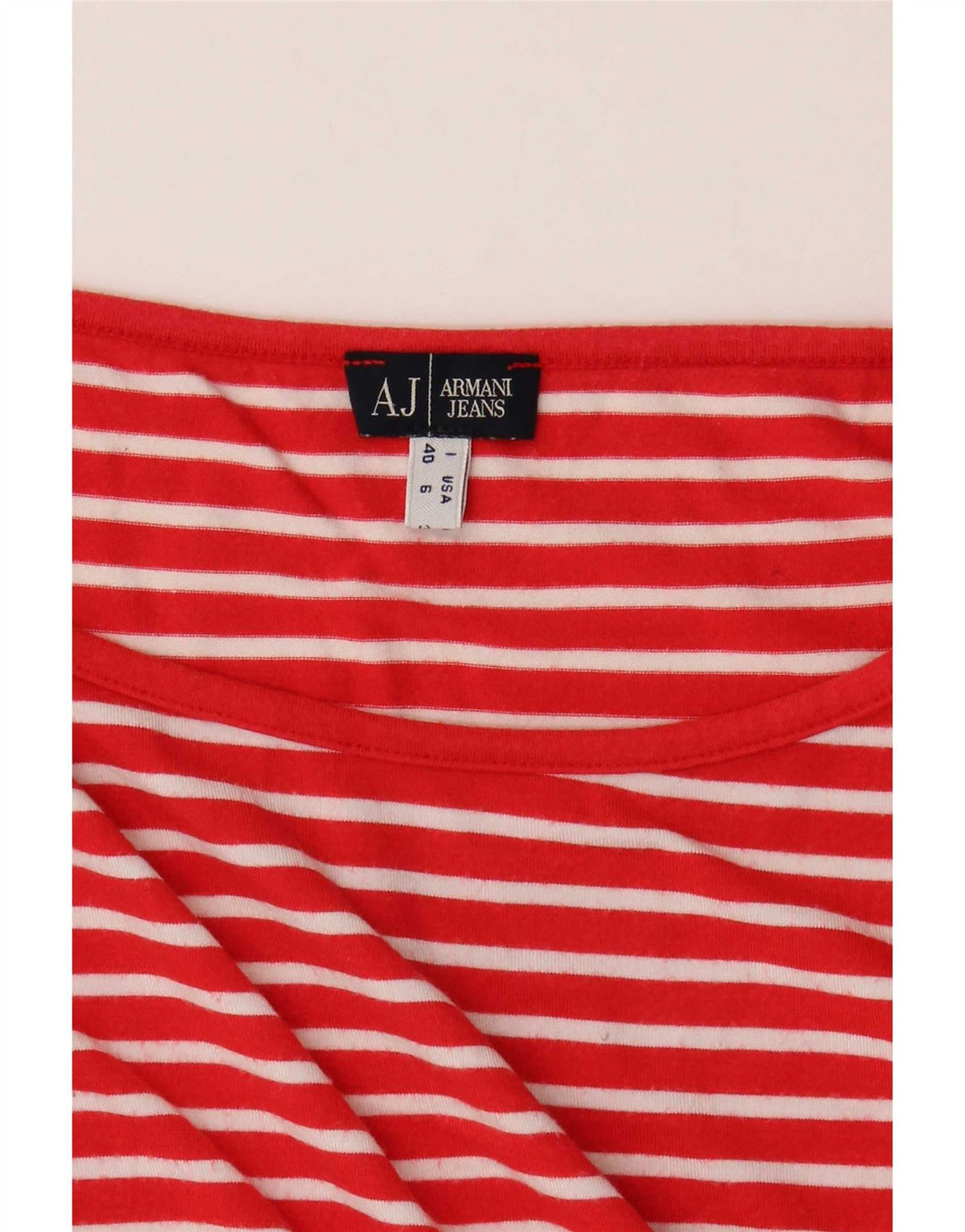 Damski top Armani Jeans z rękawem 3/4, UK 10, w małe czerwone paski