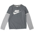 Chłopięca koszulka z grafiką Nike z długim rękawem, 10-11 lat, średnioszara, z blokami kolorów