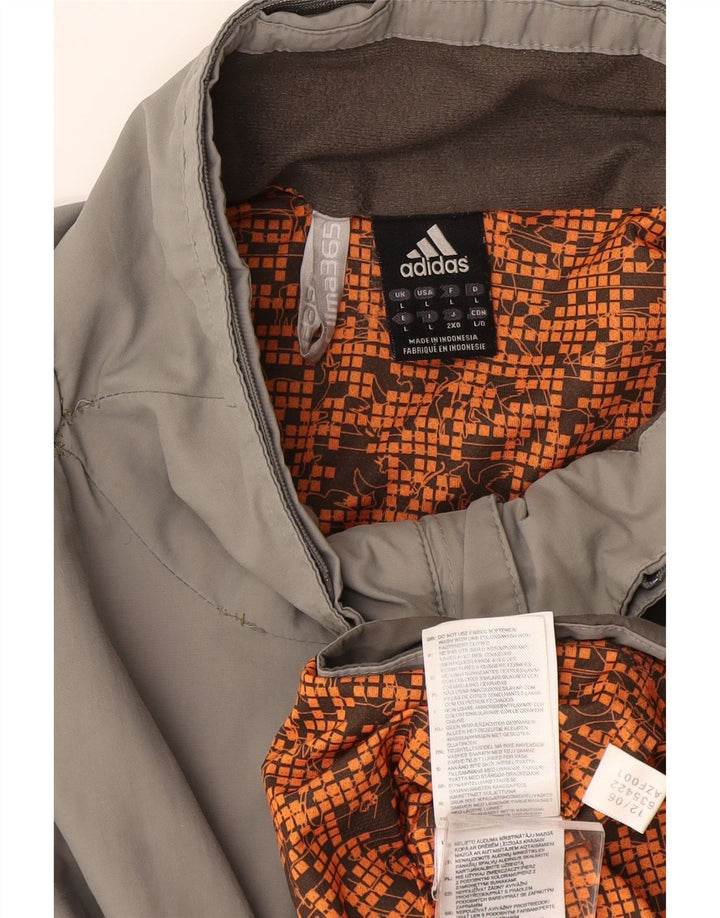 Męska kurtka przeciwdeszczowa Adidas UK 40, duża, szara, nylonowa z blokami kolorów