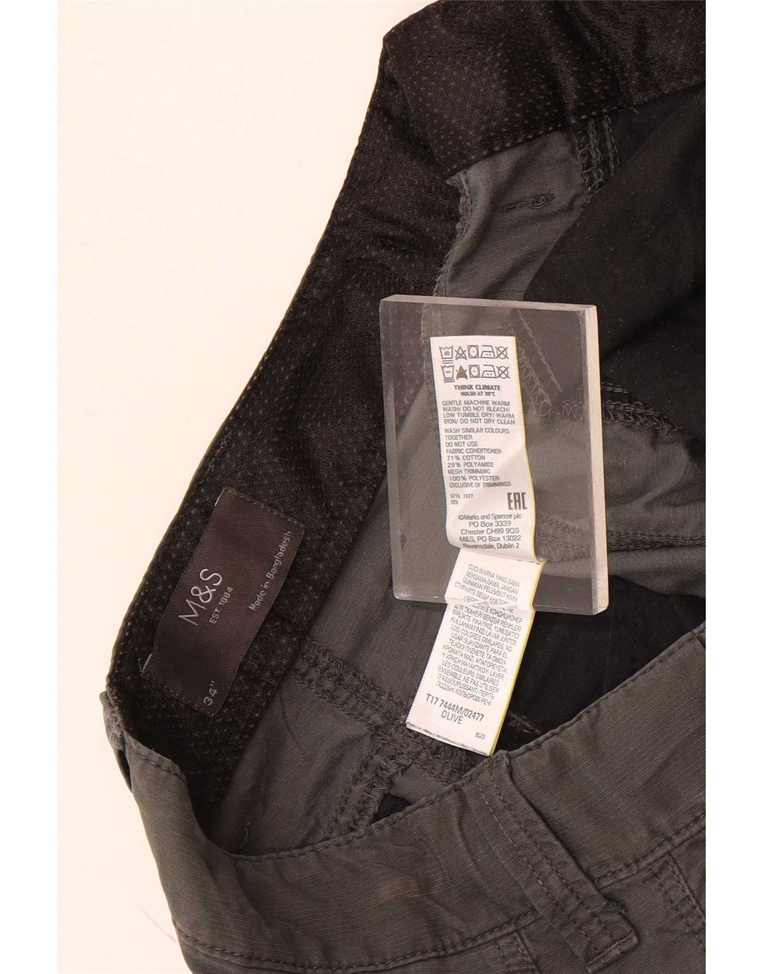 Męskie spodenki cargo Marks & Spencer W34, duże, bawełniane w kolorze khaki