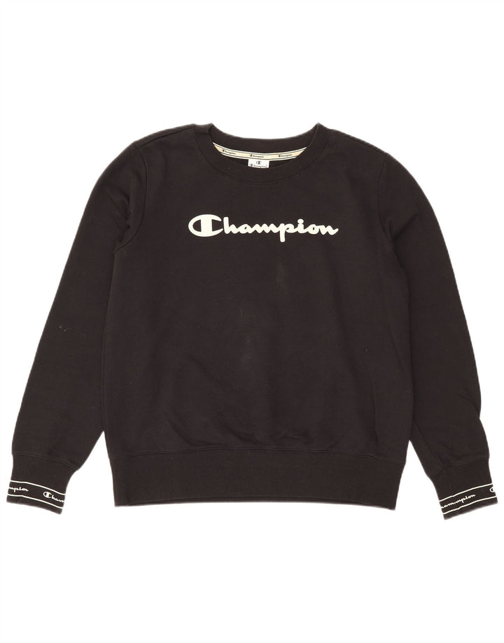 Męski sweter z grafiką Champion, duży, czarny, bawełniany