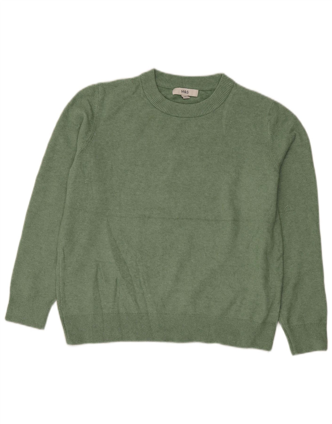 Marks & Spencer Damski sweter z okrągłym dekoltem, UK 14, średni zielony