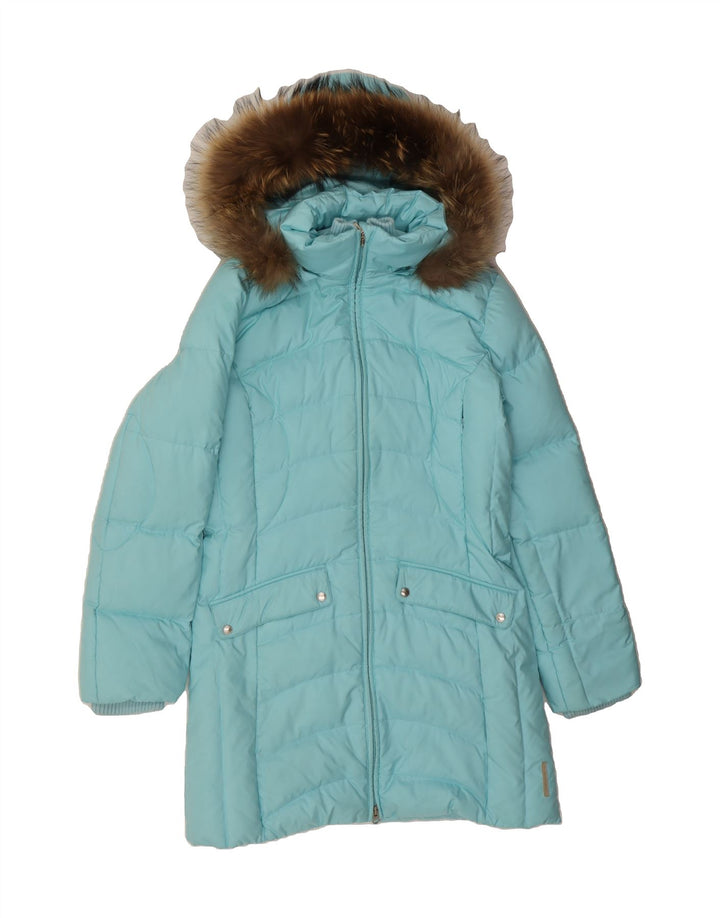 ESCADA Womens Hooded Padded Coat EU 36 Small Blue Polyester Winter Vintage Escada and Second-Hand Escada from Messina Hembry 