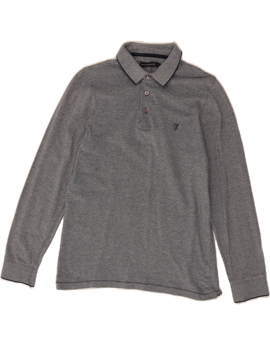 FRENCH CONNECTION Mens Long Sleeve Polo Shirt Medium Navy Blue Cotton Vintage French Connection and Second-Hand French Connection from Messina Hembry 