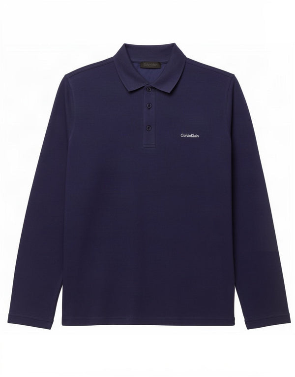 Męska koszulka polo Calvin Klein z długim rękawem, mała, granatowa, bawełniana