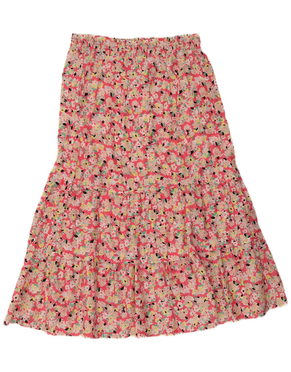 Marks & Spencer Damska wielowarstwowa spódnica UK 10 Small W28 Różowa bawełniana w kwiaty