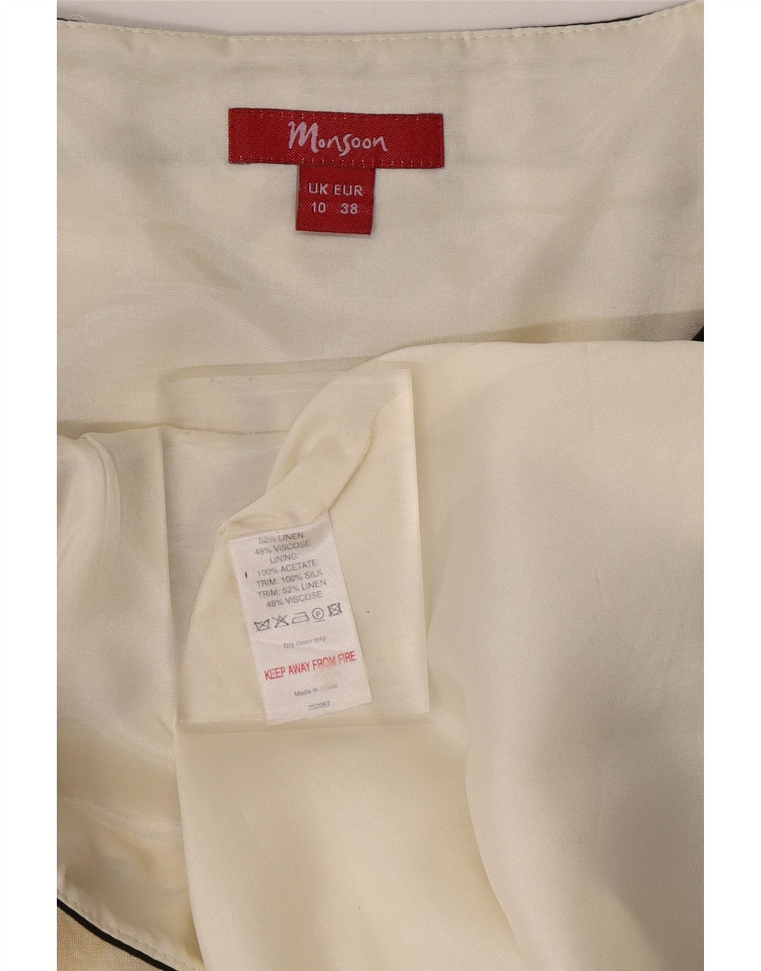 MONSOON Damska sukienka o linii A bez rękawów UK 10 Mała czarna, geometryczna lniana