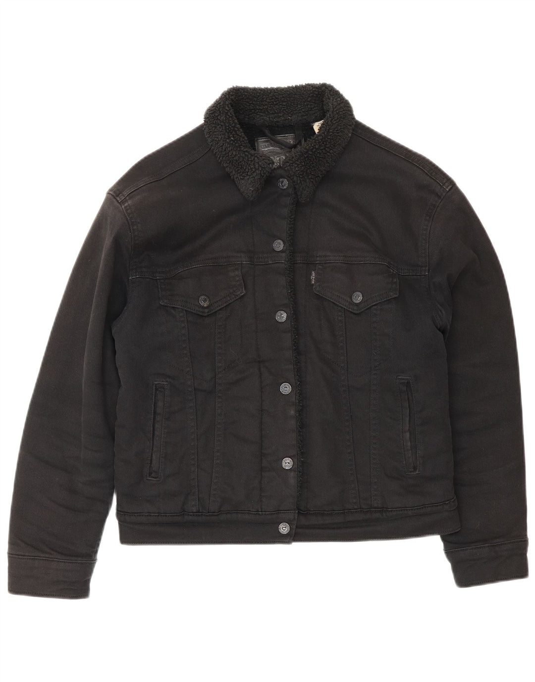 Damska kurtka jeansowa Levi's Sherpa UK 10, mała, czarna, bawełniana