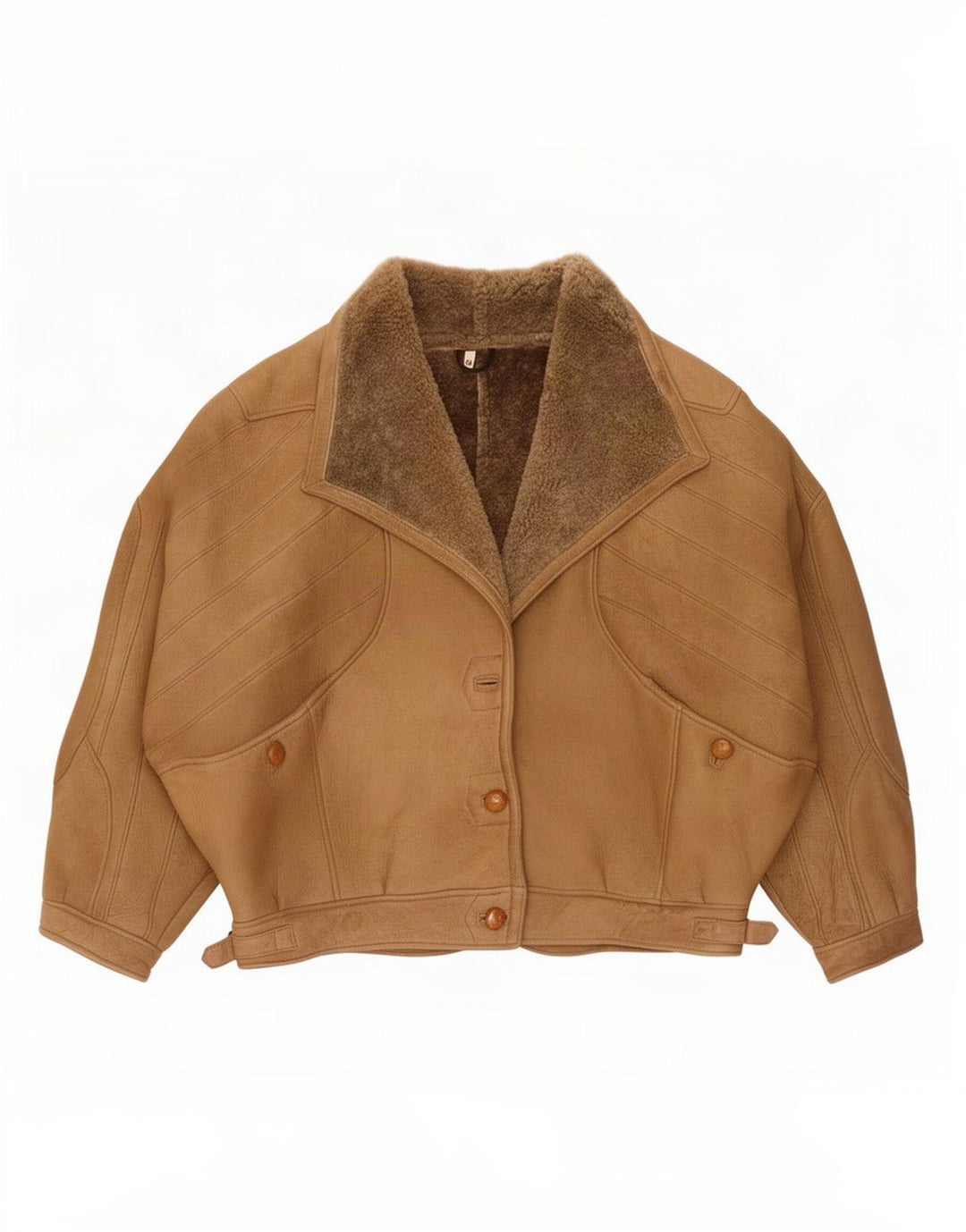 Vintage damska kurtka Batwing Shearling IT 44 średni brąz