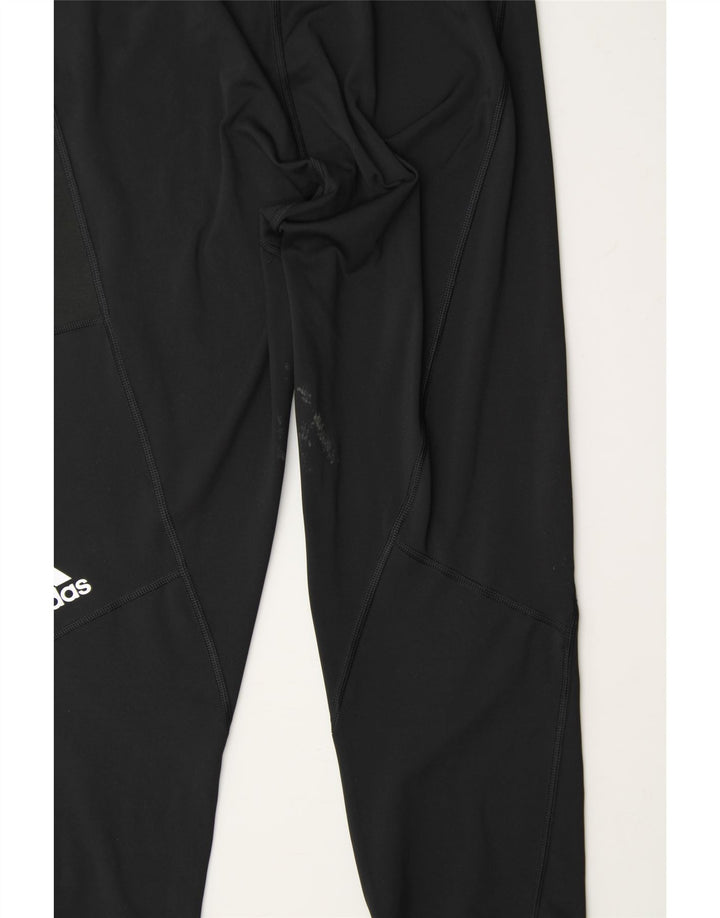 ADIDAS Womens Capri Graphic Leggings UK 12/14 Medium Black Polyester Vintage Adidas and Second-Hand Adidas from Messina Hembry 