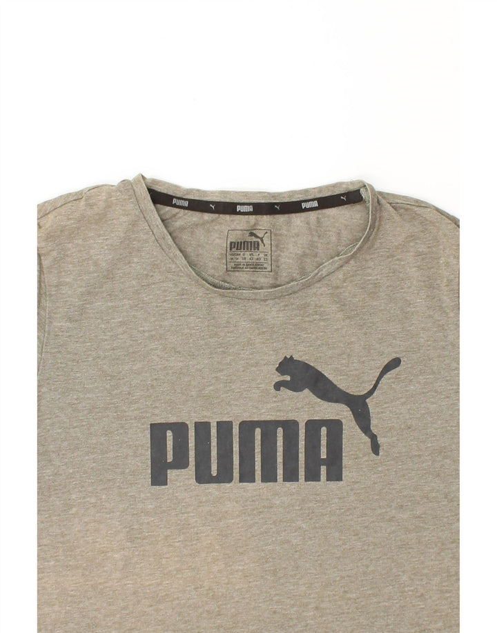 PUMA Womens Graphic T-Shirt Top UK 12 Medium Grey Cotton Vintage Puma and Second-Hand Puma from Messina Hembry 