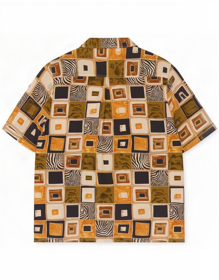 Cherie Damska koszula z krótkim rękawem IT 52/54 2XL Wielokolorowy patchwork Retro
