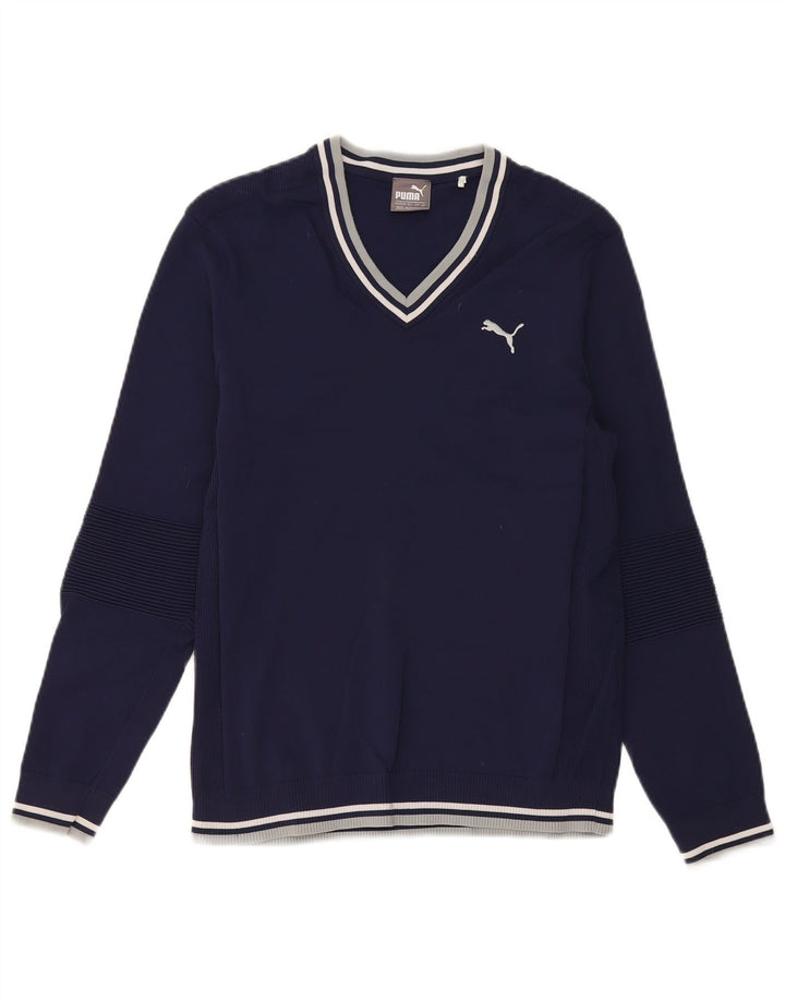 Męski sweter Puma z dekoltem w kształcie litery V, mały granatowy nylon