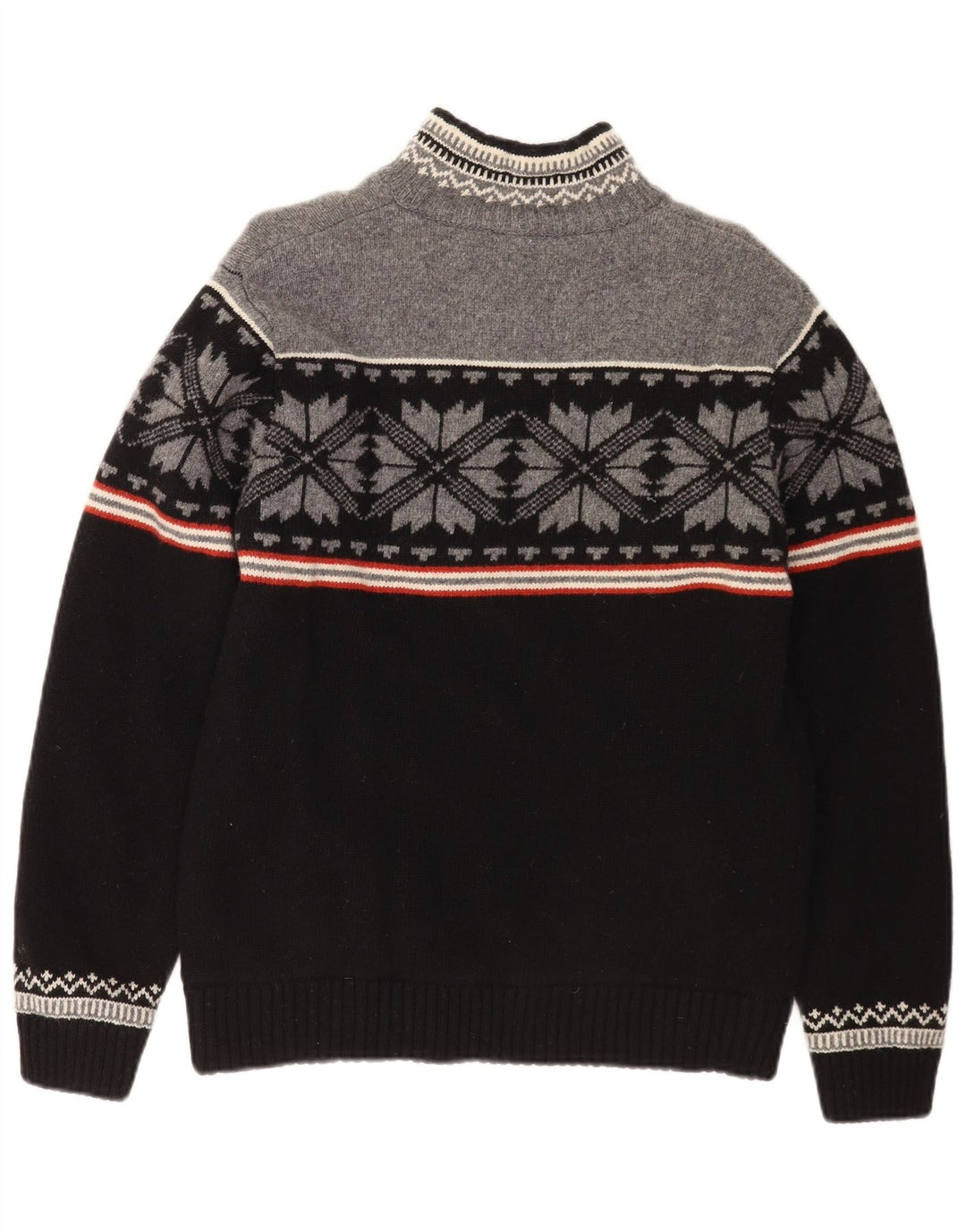 Męski sweter Ragman z zamkiem błyskawicznym, duży, czarny, Fair Isle Lambswool