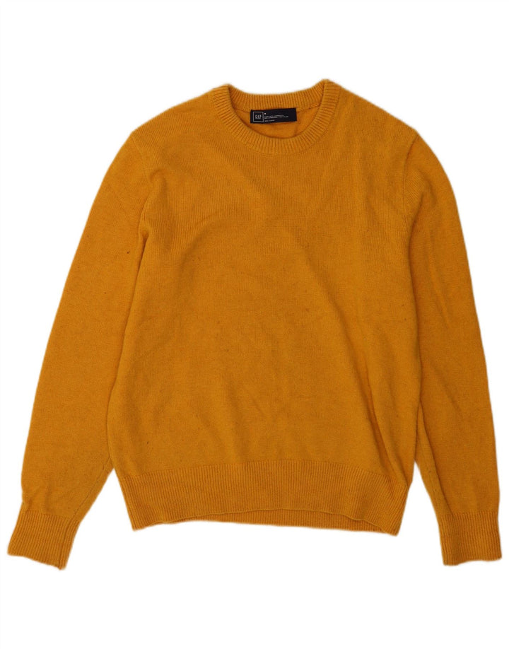 Męski sweter Gap z okrągłym dekoltem, średniożółty, z owczej wełny