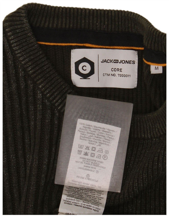 Męski sweter Jack & Jones z okrągłym dekoltem, średnio zielony, bawełniany