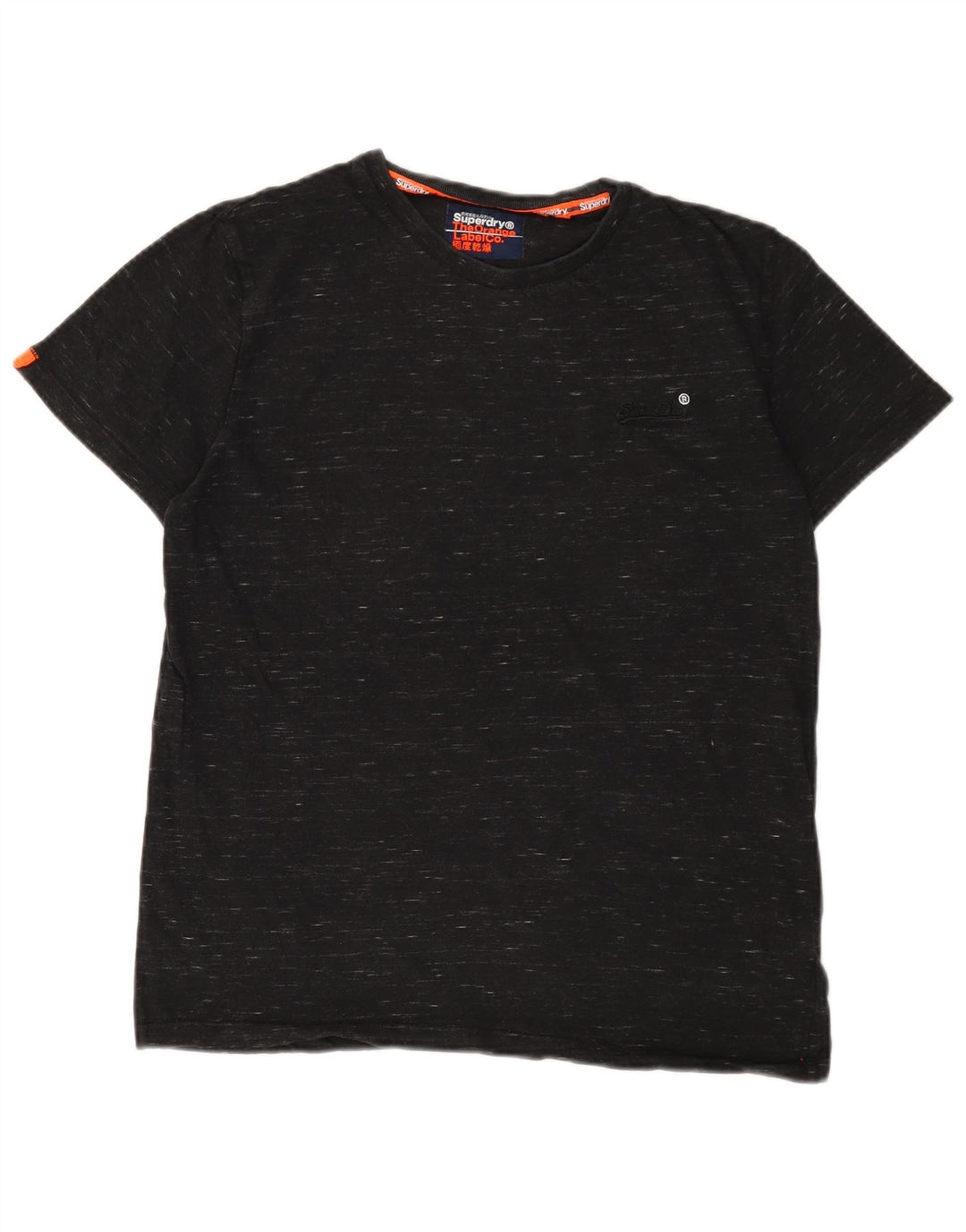 SUPERDRY Męski T-shirt Top, średni czarny, bawełniany w cętki