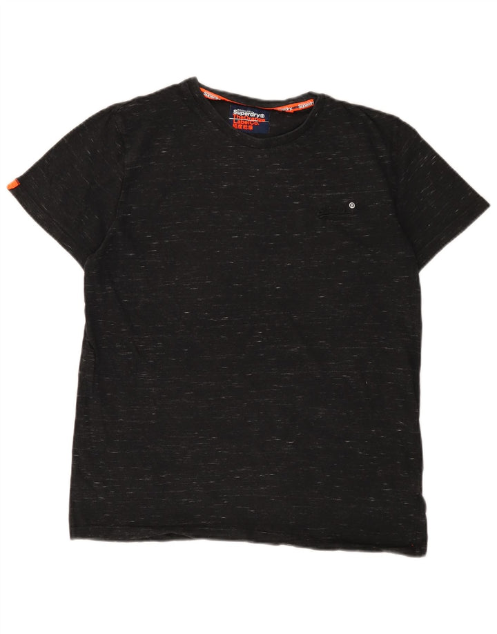 SUPERDRY Męski T-shirt Top, średni czarny, bawełniany w cętki