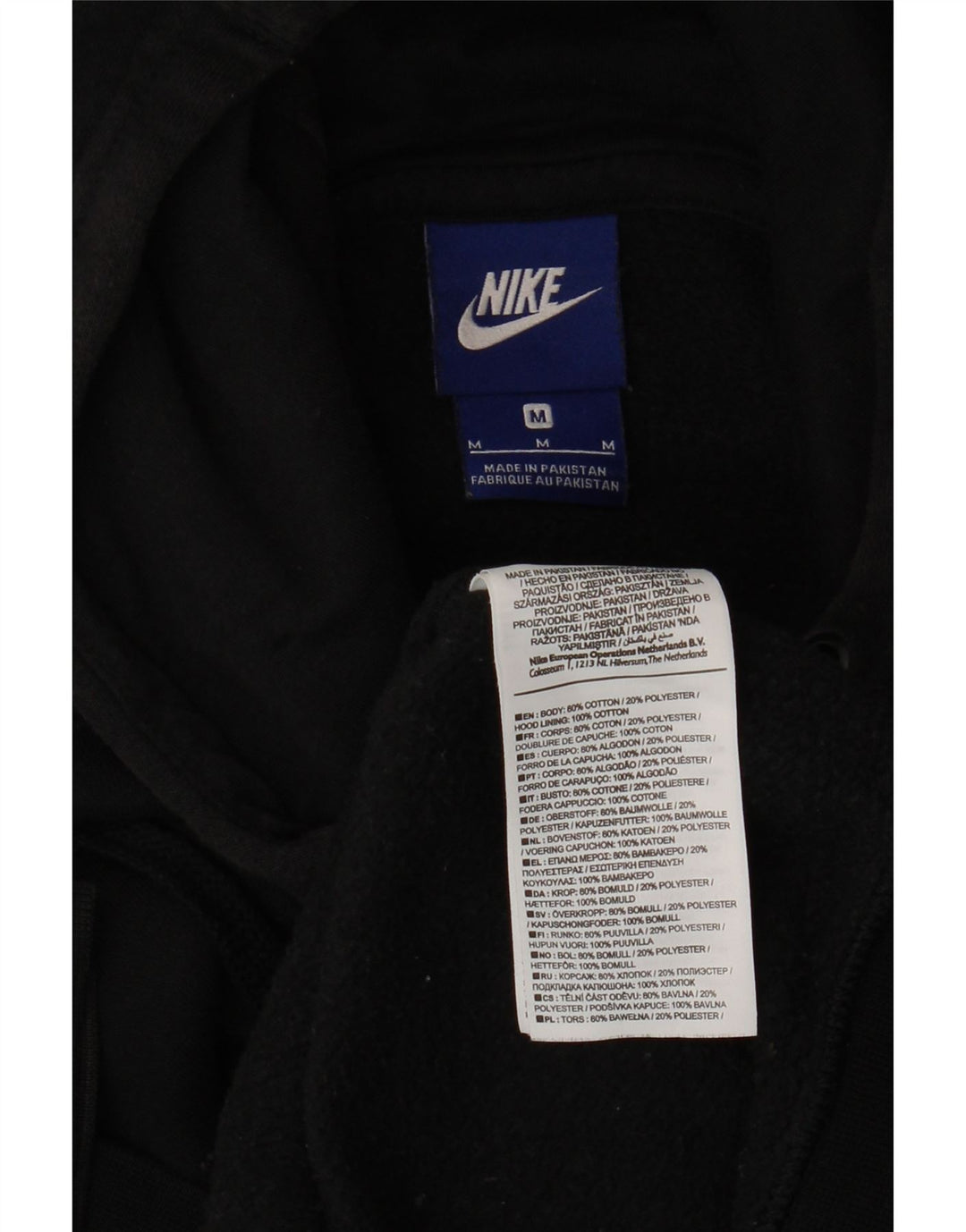 Męski sweter z kapturem i zamkiem NIKE, średniej wielkości, czarny, bawełniany