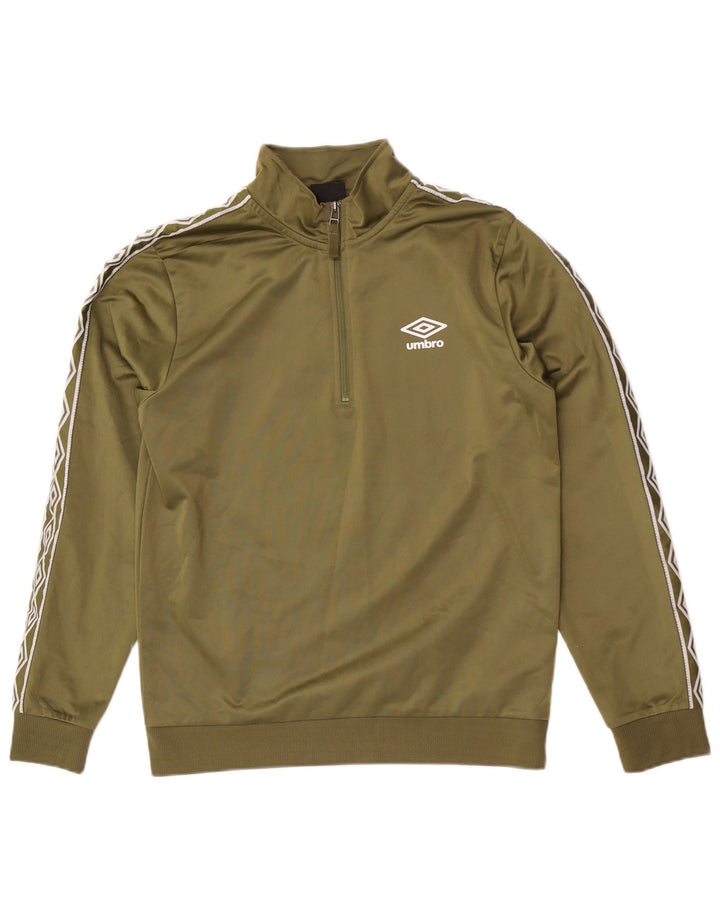 Męska bluza z kapturem Umbro z graficznym zamkiem błyskawicznym, mała, z poliestru w kolorze khaki