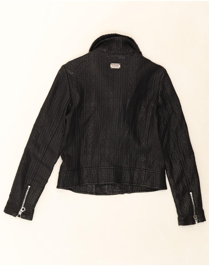 DESIGUAL Womens Bomber Jacket IT 38 XS Black Polyurethane Vintage Desigual and Second-Hand Desigual from Messina Hembry 