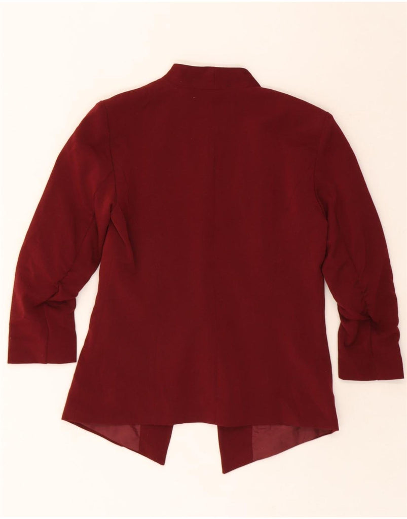 VILA Womens 3/4 Sleeve Open Blazer Jacket UK 6 XS Maroon Viscose Vintage Vila and Second-Hand Vila from Messina Hembry 