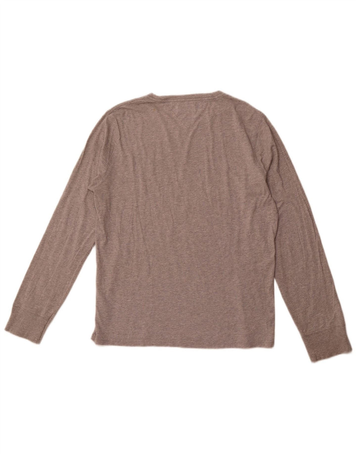 Męski top TOMMY HILFIGER Heritage z grafiką, długim rękawem, średnioszary, bawełniany