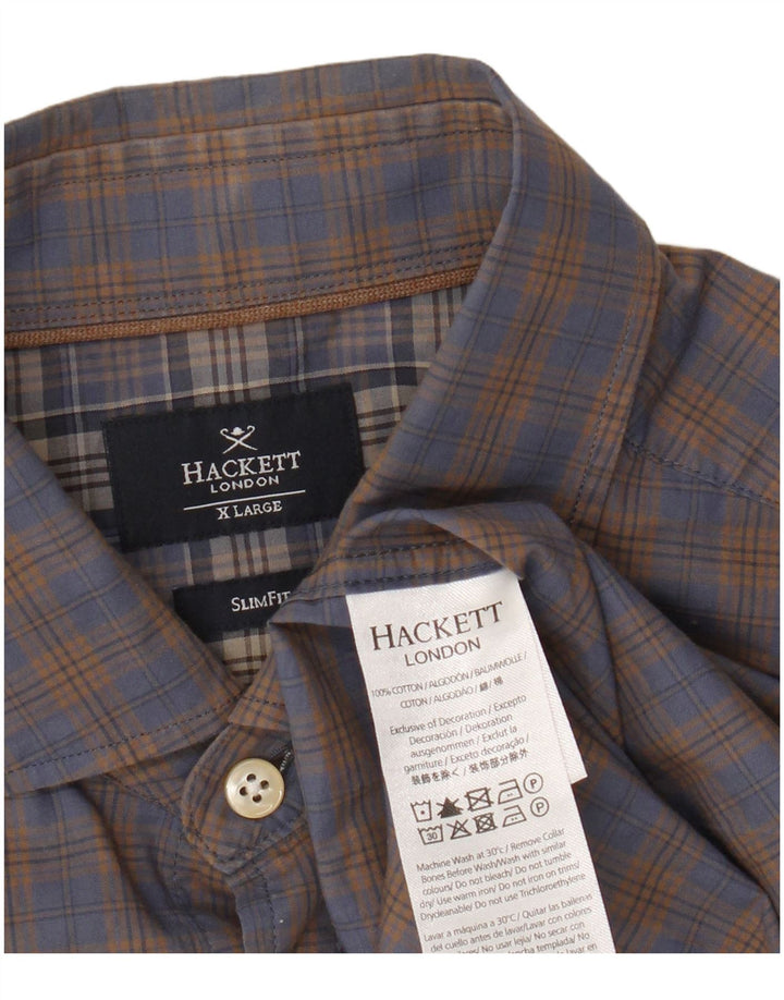 Koszula męska Hackett o dopasowanym kroju XL, brązowa, bawełniana w kratę