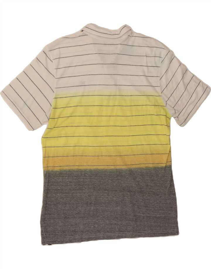 HURLEY Mens Polo Shirt XL Yellow Striped Polyester Vintage Hurley and Second-Hand Hurley from Messina Hembry 