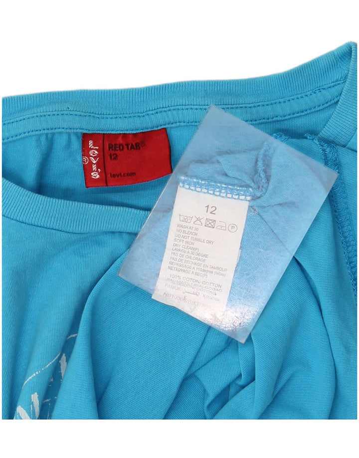 Chłopięcy T-shirt z grafiką LEVI'S, 11-12 lat, niebieska bawełna