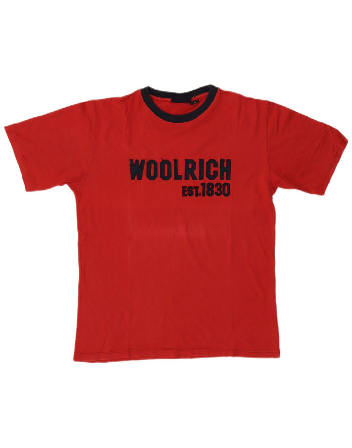 Męska koszulka z grafiką WOOLRICH, bawełniana, średnia czerwona