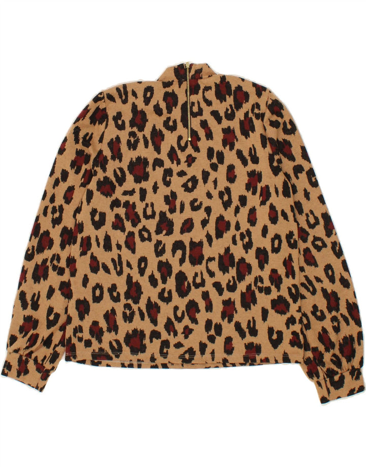 OASIS Womens Long Sleeve Blouse Top UK 14 Medium Brown Animal Print Vintage Oasis and Second-Hand Oasis from Messina Hembry 